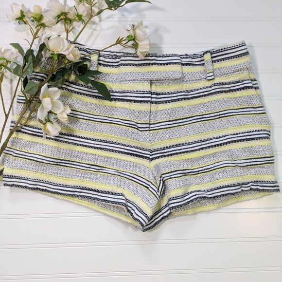 LOFT Yellow Striped Textured Linen Blend Riviera Short - Picture 1 of 5